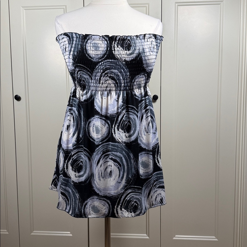Gray and Black Off-Shoulder Swim Coverup